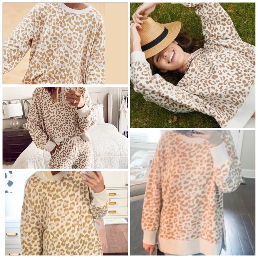 Aerie American Eagle Leopard Animal Print Pullover Oversized Sweater - Picture 12 of 15